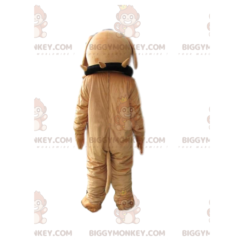 BIGGYMONKEY™ Aggressive Tan Bulldog Mascot Costume med krave -