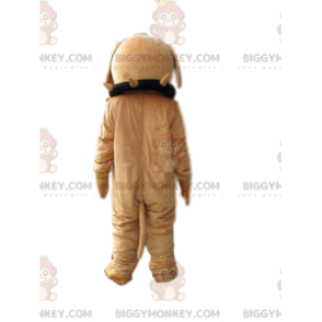 BIGGYMONKEY™ Aggressive Tan Bulldog Mascot Costume med krave -