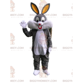 Costume de mascotte BIGGYMONKEY™ de lapin gris et blanc très