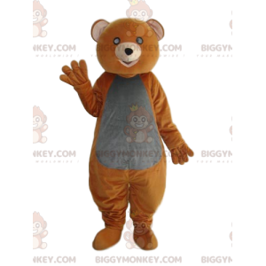 BIGGYMONKEY™ μασκότ στολή πορτοκαλί και γκρι αρκουδάκι με