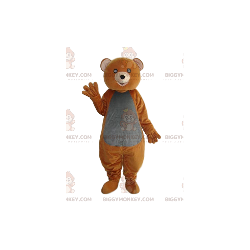 Costume de mascotte BIGGYMONKEY™ d'ourson orange et gris avec