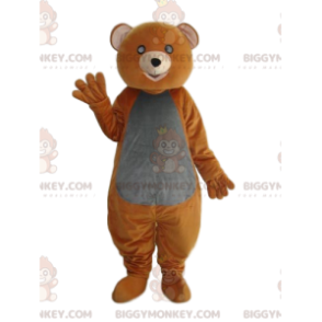BIGGYMONKEY™-maskottiasu, oranssi ja harmaa karhunpentu