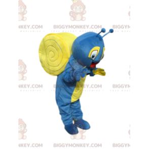 Kostým maskota Very Happy Blue and Yellow Snail BIGGYMONKEY™ –