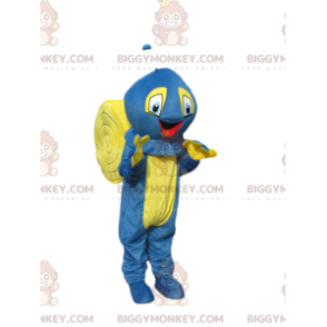 Meget glad blå og gul snegle BIGGYMONKEY™ maskot kostume -