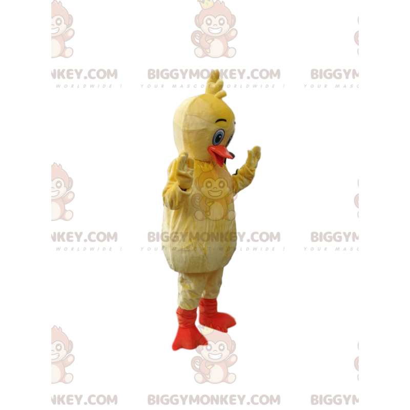 Costume de mascotte BIGGYMONKEY™ de petit canard jaune avec un