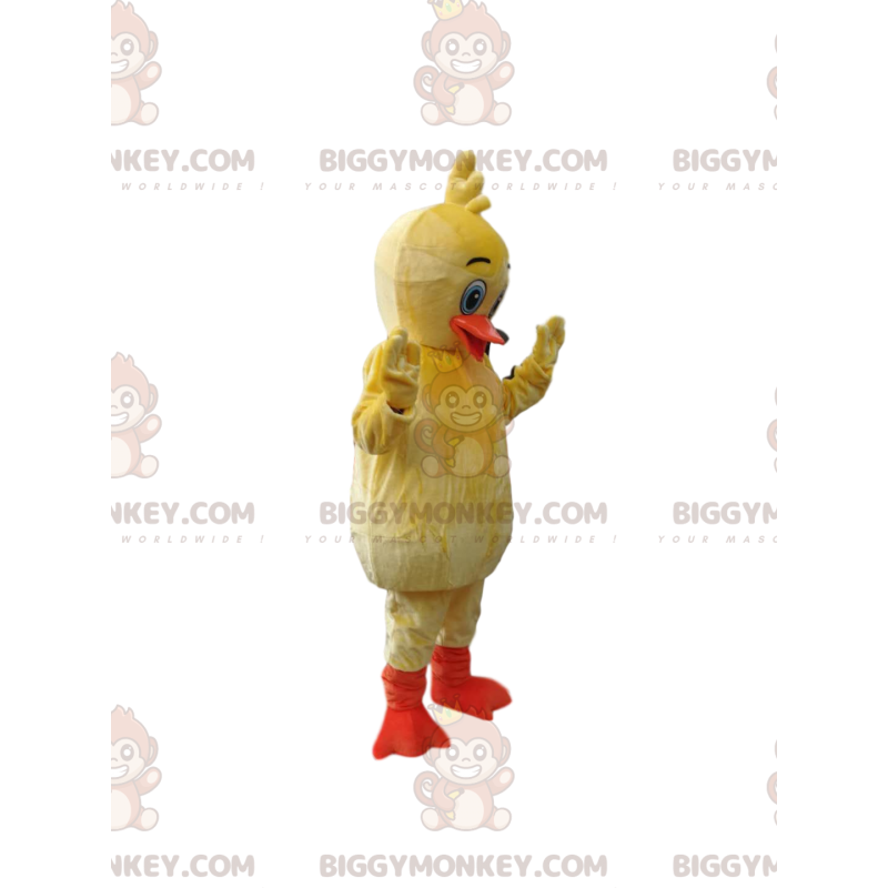Traje de mascote BIGGYMONKEY™ Patinho amarelo com bico laranja