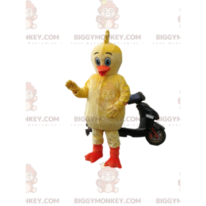 Traje de mascote BIGGYMONKEY™ Patinho amarelo com bico laranja