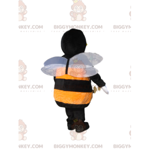 Gelbes und schwarzes Bienen-BIGGYMONKEY™-Maskottchen-Kostüm.