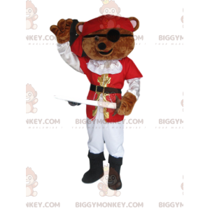 Brown Brown Bear BIGGYMONKEY™ Mascot Costume With Pirate Outfit