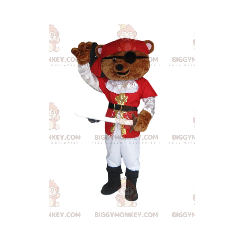 Brown Brown Bear BIGGYMONKEY™ Mascot Costume With Pirate Outfit