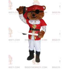 Brown Brown Bear BIGGYMONKEY™ Mascot Costume With Pirate Outfit