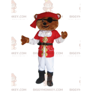 Brown Brown Bear BIGGYMONKEY™ Mascot Costume With Pirate Outfit