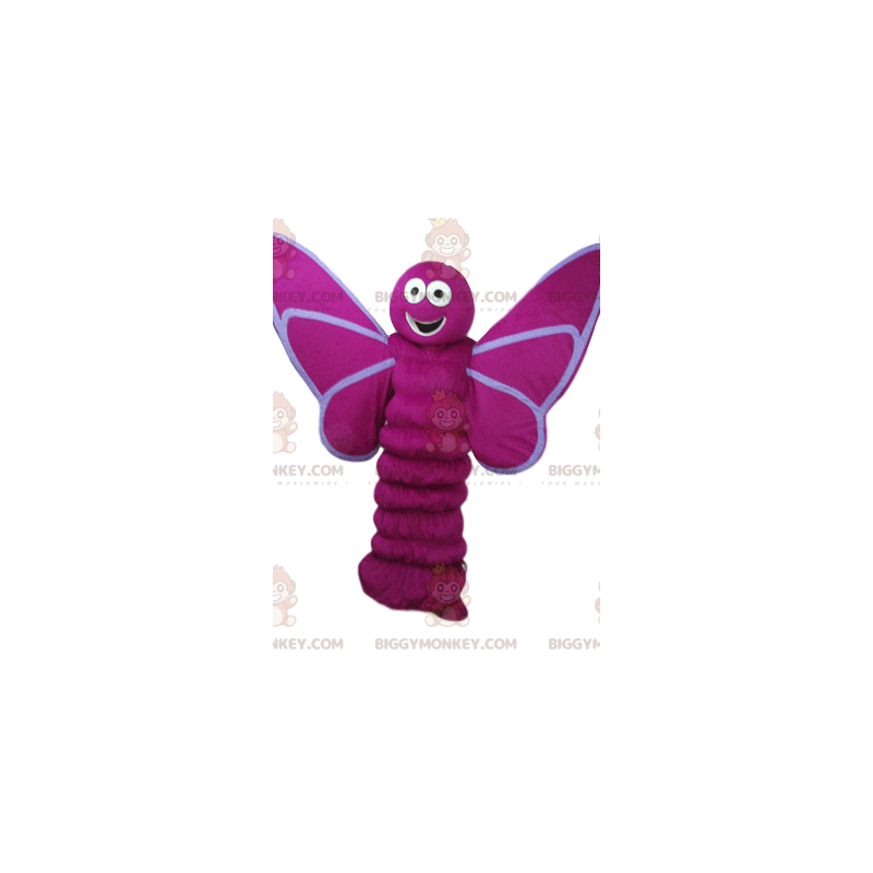 Fuchsia vlinder BIGGYMONKEY™ mascottekostuum met grote glimlach