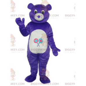 BIGGYMONKEY™ Costume da mascotte con orso viola e naso a cuore