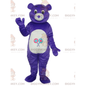 BIGGYMONKEY™ Traje de mascote de urso roxo e nariz de coração –