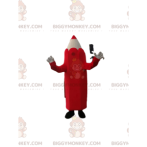 Traje de mascote BIGGYMONKEY™ vermelho e creme. terno de lápis