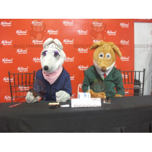 Duo de mascottes BIGGYMONKEY™ - une souris grise et un chien