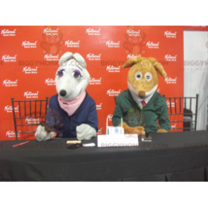 2 Mascotte di BIGGYMONKEY™: un topo grigio e un cane marrone -