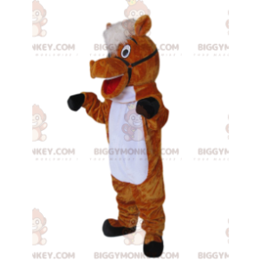 Fantasia de mascote de cavalo marrom super alegre BIGGYMONKEY™