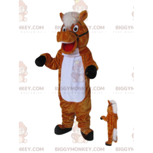 Disfraz de mascota BIGGYMONKEY™ de caballo marrón súper alegre