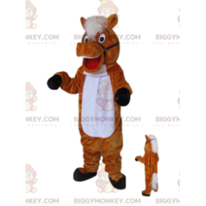 Fantasia de mascote de cavalo marrom super alegre BIGGYMONKEY™