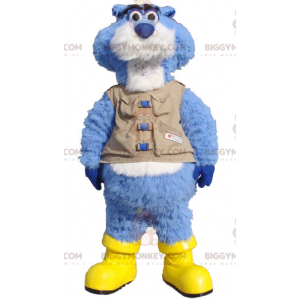 BIGGYMONKEY™ Costume da mascotte castoro blu e bianco con gilet
