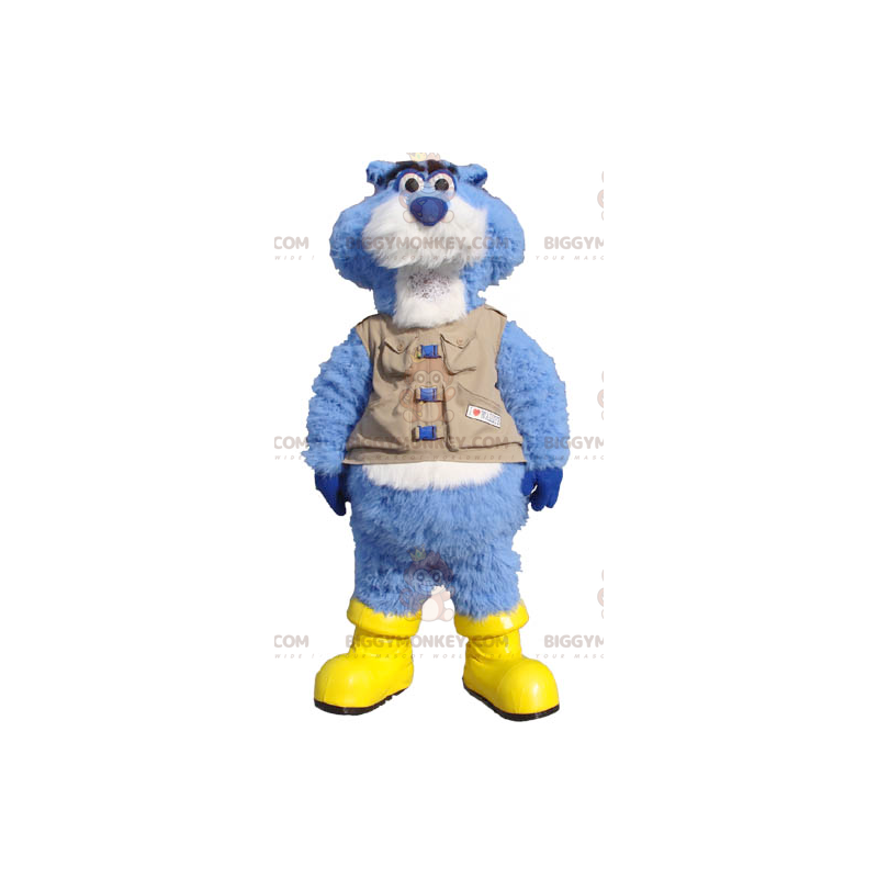 Costume de mascotte BIGGYMONKEY™ de castor bleu et blanc avec