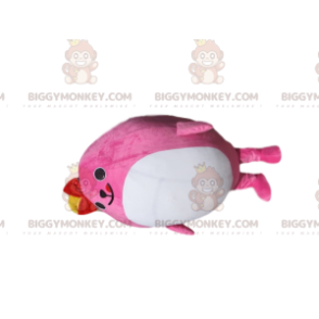 BIGGYMONKEY™ Maskottchen-Kostüm, pralle rosa Figur mit roter