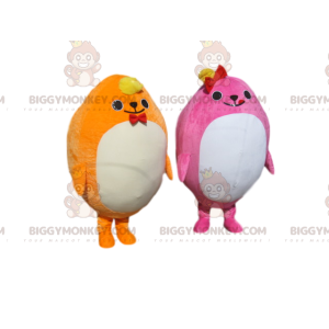 Fyllig gul och rosa BIGGYMONKEY™ Mascot Costume Duo -