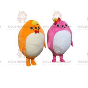 Pulchny żółto-różowy duet kostiumów maskotek BIGGYMONKEY™ -