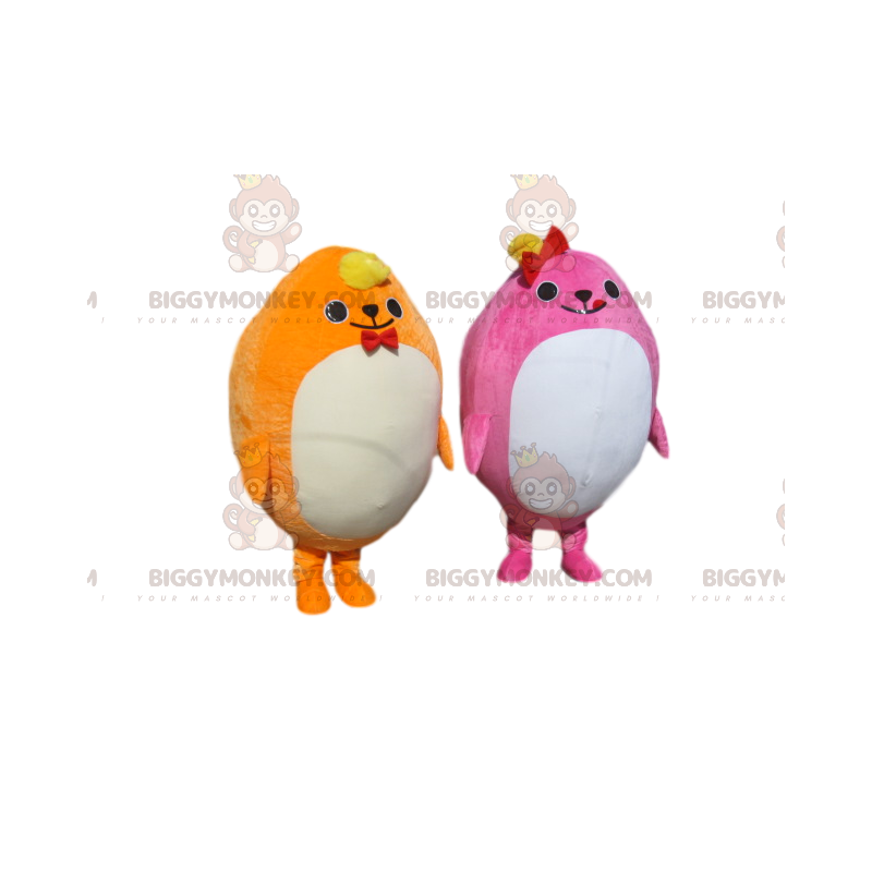 Duo de Costume de mascotte BIGGYMONKEY™ jaune et rose dodus -