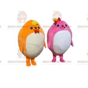 Duo de Costume de mascotte BIGGYMONKEY™ jaune et rose dodus -