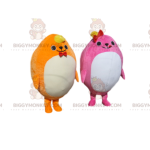 Plump gul og lyserød BIGGYMONKEY™ Mascot Costume Duo -