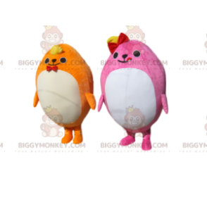 Duo de Costume de mascotte BIGGYMONKEY™ jaune et rose dodus -