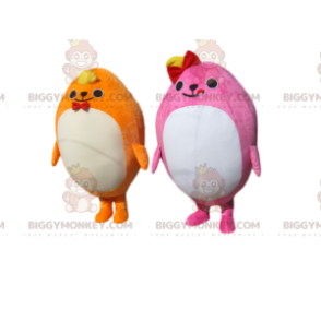 Mollig geel en roze BIGGYMONKEY™ mascottekostuum Duo -