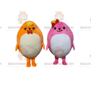 Coppia di costumi per mascotte BIGGYMONKEY™ giallo e rosa