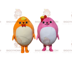 Duo de Costume de mascotte BIGGYMONKEY™ jaune et rose dodus -