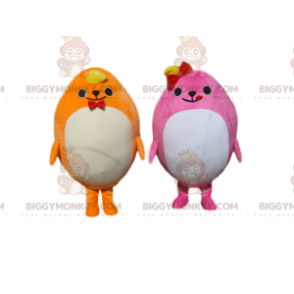 Dúo de disfraces de mascota BIGGYMONKEY™ amarillo y rosa