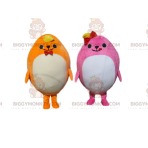 Mollig geel en roze BIGGYMONKEY™ mascottekostuum Duo -