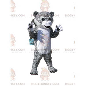 Costume da mascotte BIGGYMONKEY™ tigre bianca e nera. costume