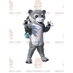 Costume de mascotte BIGGYMONKEY™ de tigre blanc et noir.
