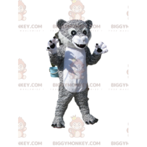 Traje de mascote BIGGYMONKEY™ Tigre Branco e Preto. fantasia de