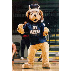 Traje de mascote de leão marrom BIGGYMONKEY™ com camisa e coroa