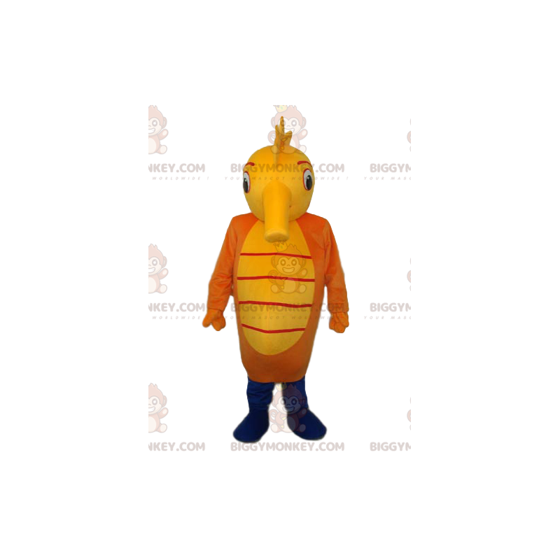 Costume de mascotte BIGGYMONKEY™ d'hyppocampe jaune et orange -