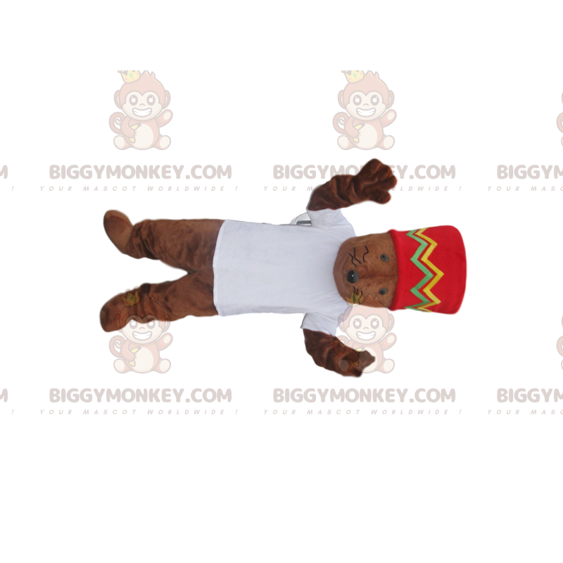 Costume de mascotte BIGGYMONKEY™ de souris marron avec une