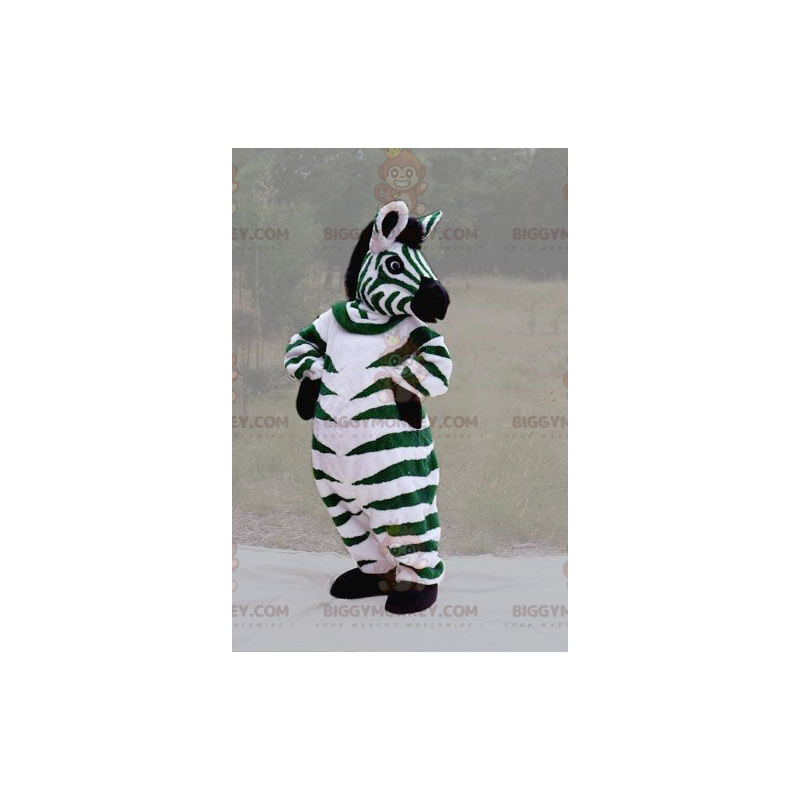 Στολή μασκότ της Giant Green Black and White Zebra BIGGYMONKEY™