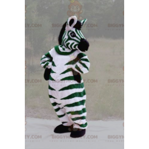 Kæmpe grøn sort og hvid zebra BIGGYMONKEY™ maskotkostume -