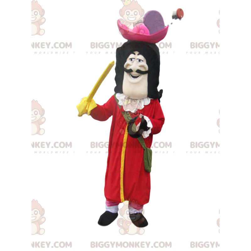 Captain Hook BIGGYMONKEY™ maskotkostume med stor rød jakke -