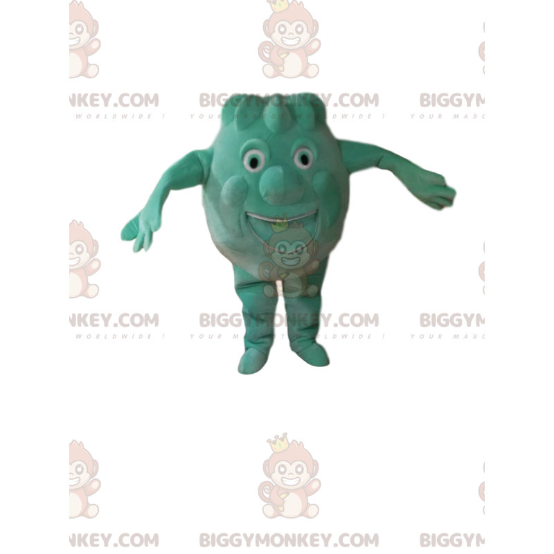 Costume da mascotte divertente mostro verde rotondo