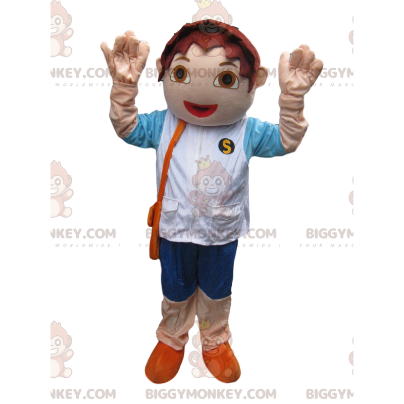 Fato de mascote BIGGYMONKEY™ para menino castanho. terno marrom